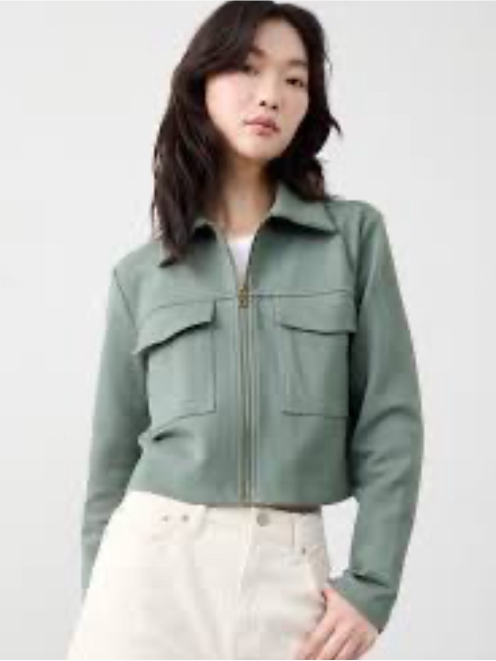 Banana Republic Zip-Front Utility Jacket in Sage
